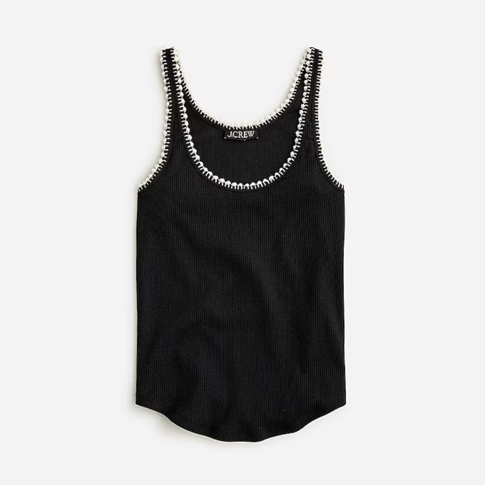 Pearl Trim Ribbed Tank Top - Picture 2 of 6